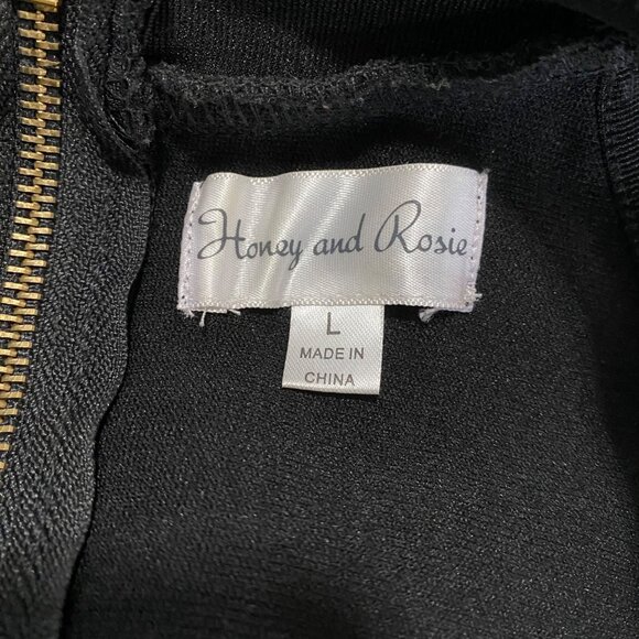 Honey And Rosie Fit & Flare Dress Juniors Size Large Blk Sleeveless Mesh Panel - Picture 2 of 9